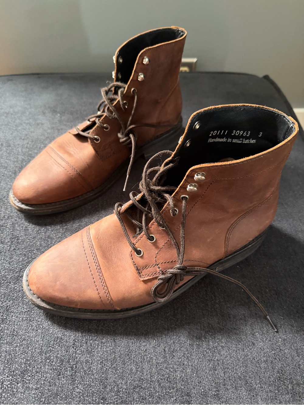 Thursday Boot Company Brown Leather Lace-Up Cap-Toe Boots
